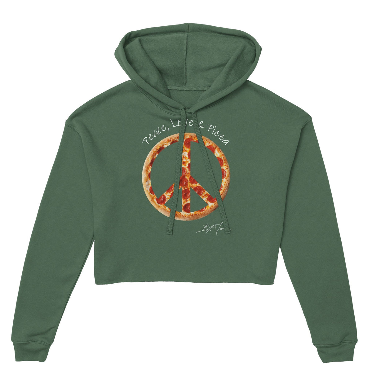 B.A. Jack Peace, Love & Pizza Women's Cropped Hoodie - BAD ASS Pizza Cutter