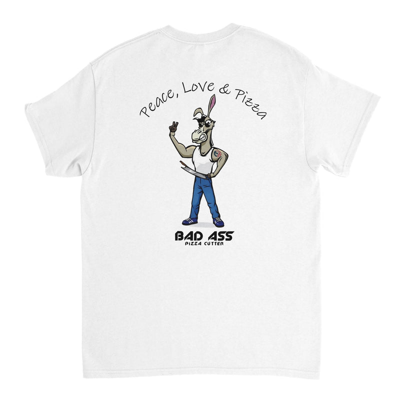 BAD ASS Peace, Love & Pizza T-shirt - BAD ASS Pizza Cutter