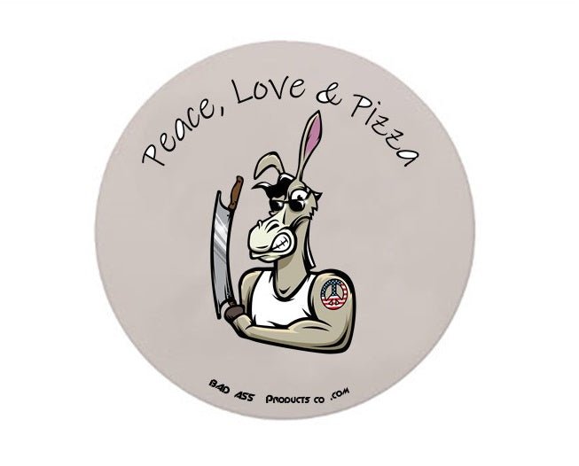 Peace, Love & Pizza Ceramic Coaster - BAD ASS Pizza Cutter